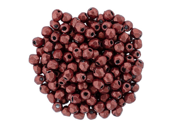 Fire-Polish 2mm : ColorTrends: Saturated Metallic Cherry Tomato (50pcs)