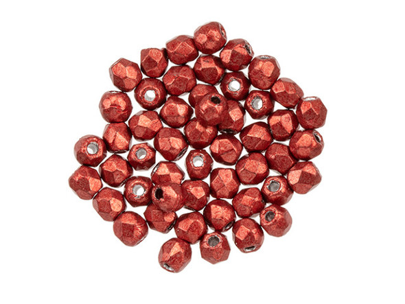 Fire-Polish 2mm : ColorTrends: Saturated Metallic Cranberry (50pcs)