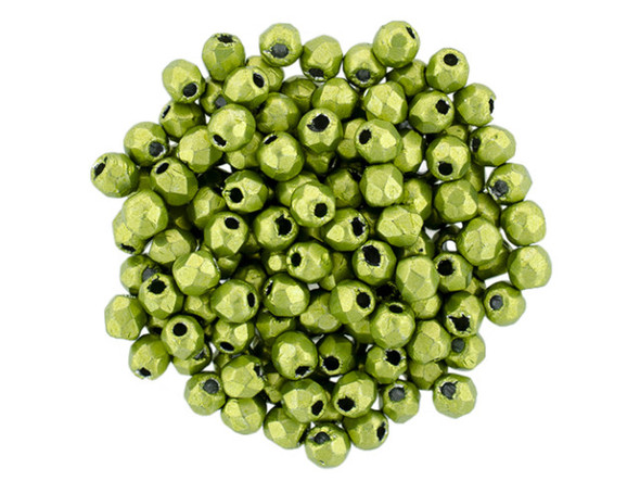 Fire-Polish 2mm : ColorTrends: Saturated Metallic Lime Punch (50pcs)