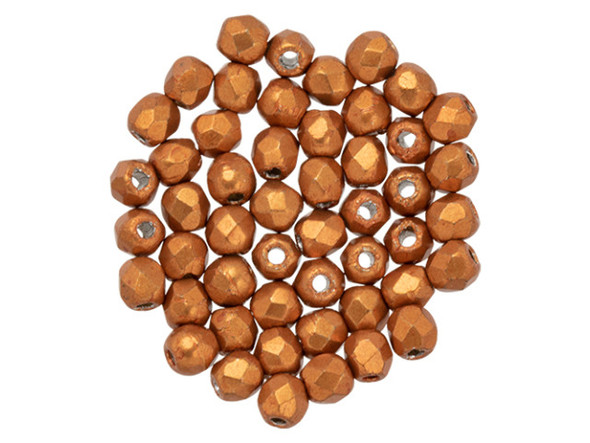 Fire-Polish 2mm : ColorTrends: Saturated Metallic Russet Orange (50pcs)