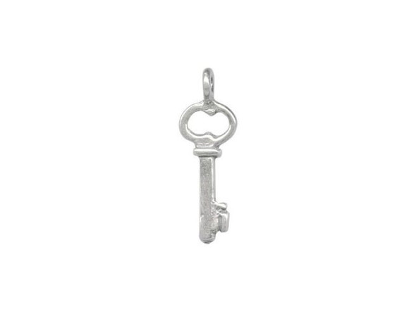 Sterling Silver Tiny Skeleton Key Charm (Each)