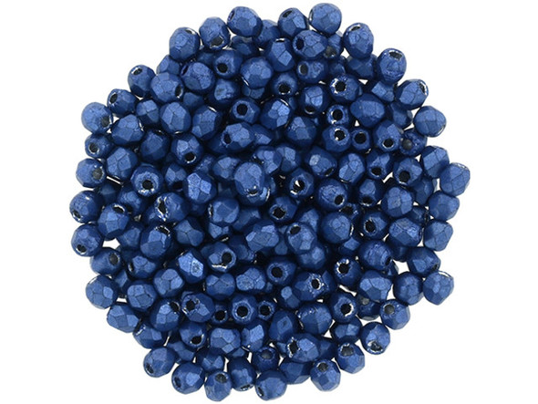 Fire-Polish 2mm : ColorTrends: Saturated Metallic Navy Peony (50pcs)