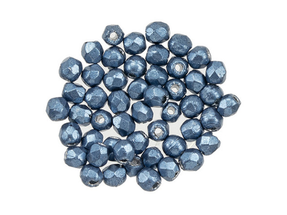 Fire-Polish 2mm : ColorTrends: Saturated Metallic Bluestone (50pcs)