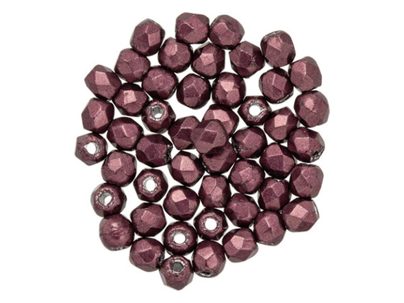 Fire-Polish 2mm : ColorTrends: Saturated Metallic Red Pear (50pcs)