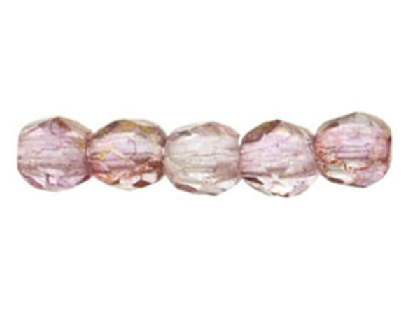 Fire-Polish 2mm : Luster - Transparent Topaz/Pink (50pcs)