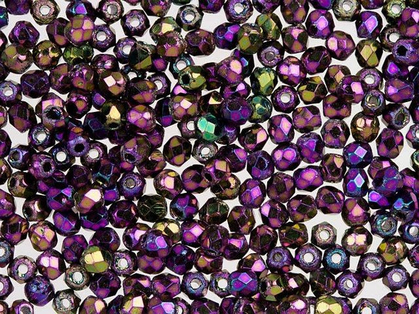 Indulge in the enchanting allure of the fire-polished 2mm beads in purple Iris. These dazzling Czech glass beads boast a mesmerizing round shape adorned with diamond-shaped facets that create a captivating play of light and shadow. Immerse yourself in the world of endless creativity as these tiny beads, reminiscent of metallic purple, green, and gold hues, become the perfect accents for your handmade jewelry and craft masterpieces. Discover the potential to elevate your bead embroidery and effortlessly shape breathtaking designs with these versatile beauties. Unlock the magic of these precious gems, for each strand holds approximately 50 beads, ready to add an enchanting touch to your artistic vision. Please note that due to their handmade nature, slight variations in appearance may occur. Let your imagination run wild and transform your creations with the vibrant essence of the fire-polished 2mm beads in purple Iris by Starman.