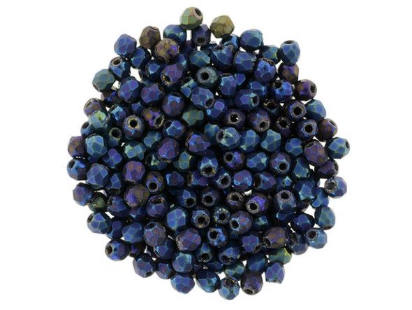 Make a statement with the exquisite Czech Fire-Polish Bead 2mm in Matte Iris Blue by Starman. These tiny, round glass beads are bursting with excitement, featuring diamond-shaped facets that add texture and depth to your creations. Use them as dazzling accents or stunning spacers in your handmade jewelry and craft designs. Their vibrant purple and blue hues, with mesmerizing iridescence, will capture the attention of all who see them. With approximately 50 beads per strand, each one is a unique work of art. Let your imagination run wild with these unmatched Czech glass beads from Brand-Starman.