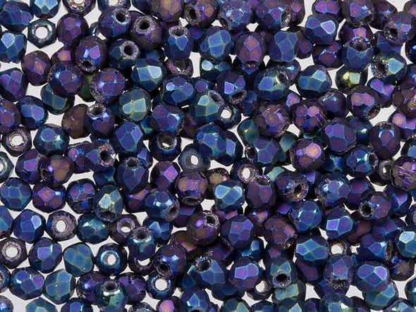 Make a statement with the exquisite Czech Fire-Polish Bead 2mm in Matte Iris Blue by Starman. These tiny, round glass beads are bursting with excitement, featuring diamond-shaped facets that add texture and depth to your creations. Use them as dazzling accents or stunning spacers in your handmade jewelry and craft designs. Their vibrant purple and blue hues, with mesmerizing iridescence, will capture the attention of all who see them. With approximately 50 beads per strand, each one is a unique work of art. Let your imagination run wild with these unmatched Czech glass beads from Brand-Starman.