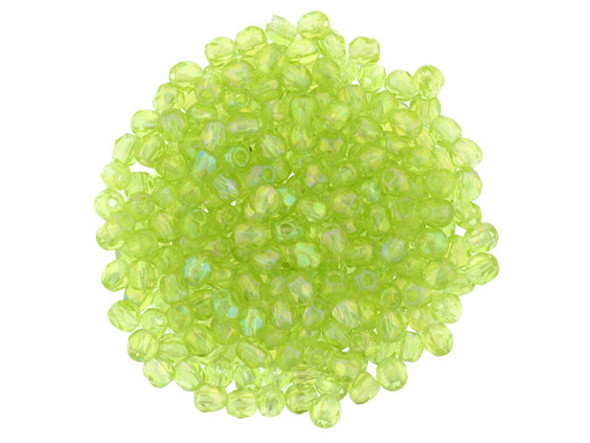 Fire-Polish 2mm : Luster Iris - Olivine (50pcs)