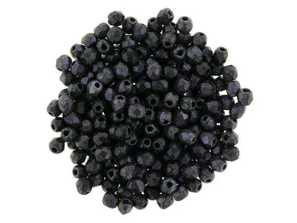 Fire-Polish 2mm : Polychrome - Black Currant (50pcs)