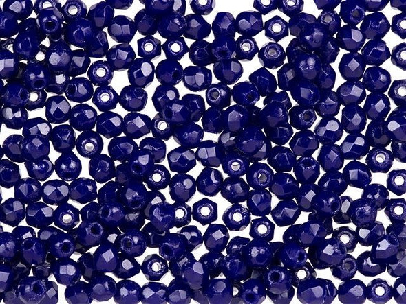 Add a touch of daring style to your handmade jewelry creations with these Czech Fire-Polish Beads in navy blue. These 2mm round beads feature diamond-shaped facets on their surface, creating a unique texture and adding dimension to your designs. Their small size allows for versatile use, whether as color accents in intricate bead embroidery or as elegant spacers in larger pieces. With their captivating dark indigo blue color, these beads will bring a bold and captivating element to your jewelry. Each strand includes approximately 50 beads and as they are handmade, their appearances may vary. Elevate your craft with these exquisite beads from Starman.