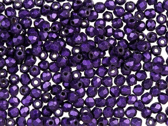 Add a touch of royalty to your jewelry designs with the Czech Fire-Polish Bead 2mm in Purple Metallic Suede. These exquisite beads are reminiscent of regal elegance, with their diamond-shaped facets that create a stunning texture and dimension. Their petite size allows them to be used as colorful accents in a variety of designs, making them perfect for bead embroidery and as spacers. The rich dark purple color is enhanced by a soft metallic sheen, adding a touch of sophistication to any project. With approximately 50 beads per strand, these handmade Czech glass beads will bring your DIY creations to life. Experience the allure of these beads and let your imagination soar.