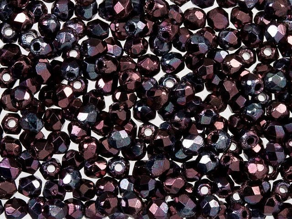 Create stunning jewelry with the Czech Fire-Polish Bead 2mm Metallic Amethyst Luster by Starman. Let your imagination run wild as you explore the rich style and intricate detail of these diamond-shaped faceted beads. With their tiny size, they are perfect for adding a burst of color to any design, whether it be bead embroidery or as spacers. The dark metallic purple color adds a touch of mystery and elegance. Each strand includes approximately 50 beads, allowing you to bring your visions to life. Elevate your jewelry creations with these captivating Czech glass beads from Starman.