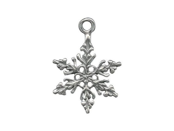 Sterling Silver Snowflake Charm, 19x13x1mm (Each)