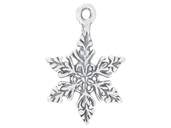 Sterling Silver Snowflake Charm, 19x13x1mm (Each)