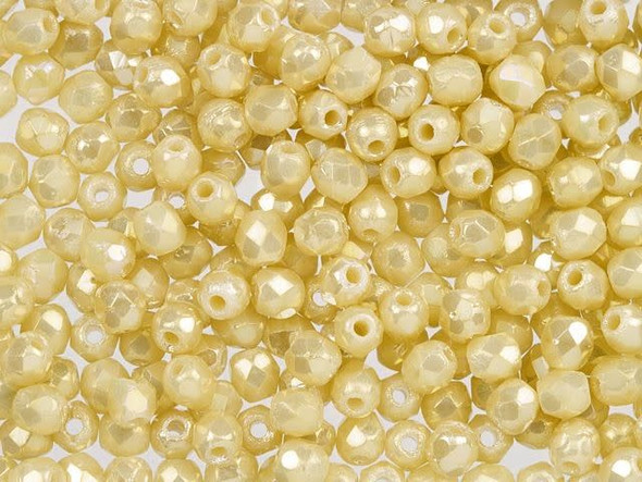 Fire-Polish 2mm : Luster Iris - Antique Beige (50pcs)