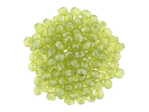 Fire-Polish 2mm : Luster - Olivine (50pcs)