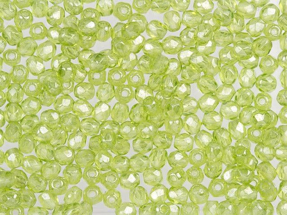 Fire-Polish 2mm : Luster - Olivine (50pcs)