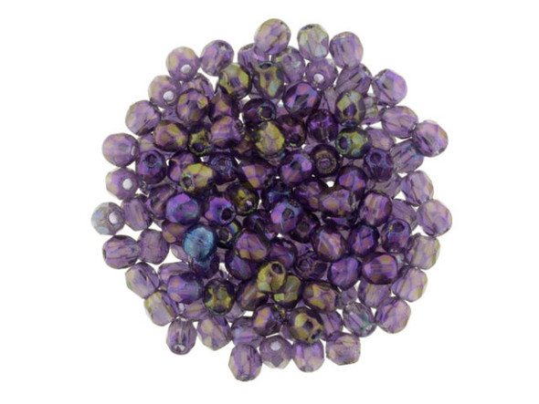 Fire-Polish 2mm : Luster Iris - Tanzanite (50pcs)