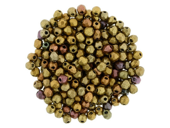Add a touch of brilliance and elegance to your handmade jewelry with these stunning Czech Glass 2mm Matte Metallic Gold Copper Iris Fire-Polish Beads by Starman. The matte metallic colors of gold, bronze, and copper create a mesmerizing glow that will capture the attention of anyone who sees your creations. With their round shape and diamond-shaped facets, these beads add texture and dimension to your designs. Whether used as accents or spacers, these tiny beads work beautifully in bead embroidery, helping you create unique and eye-catching pieces. Unleash your creativity and let these beads ignite a fire of inspiration in your jewelry-making journey.