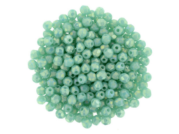 Fire-Polish 2mm : Luster Iris - Turquoise (50pcs)