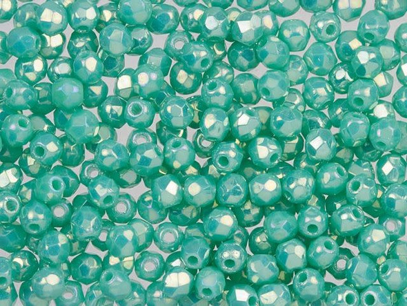 Fire-Polish 2mm : Luster Iris - Turquoise (50pcs)