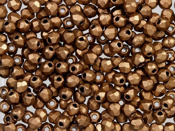 Fire-Polish 2mm : Matte - Metallic Bronze Copper (50pcs)