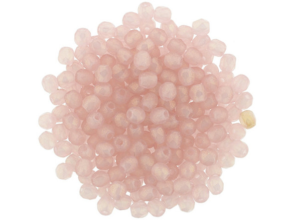 Fire-Polish 2mm : Sueded Gold Milky Pink (50pcs)