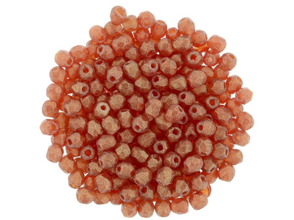 Fire-Polish 2mm : Sueded Gold Ruby (50pcs)