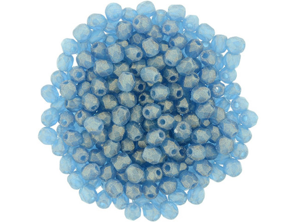 Fire-Polish 2mm : Sueded Gold Capri Blue (50pcs)