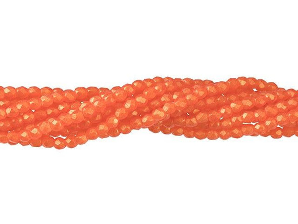 Introducing the Czech Glass 2mm Sueded Gold Hyacinth Fire-Polish Bead Strand by Starman, a captivating burst of bright red-orange color with a subtle gold shimmer. These exquisite beads, crafted from high-quality Czech glass, feature diamond-shaped facets that add texture and dimension to your handmade jewelry and craft projects. Their petite size makes them perfect accents, and they shine beautifully as spacers or in bead embroidery. Unleash your creativity and bring a touch of elegance with these mesmerizing beads.