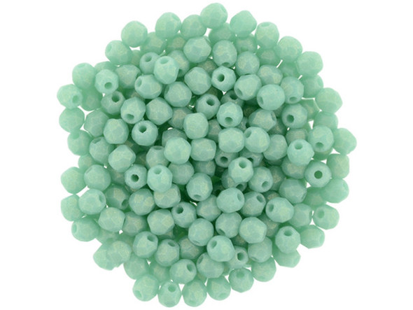 Fire-Polish 2mm : Sueded Gold Turquoise (50pcs)