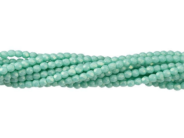 Fire-Polish 2mm : Sueded Gold Turquoise (50pcs)