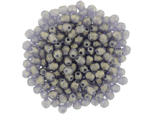 Fire-Polish 2mm : Sueded Gold Tanzanite (50pcs)