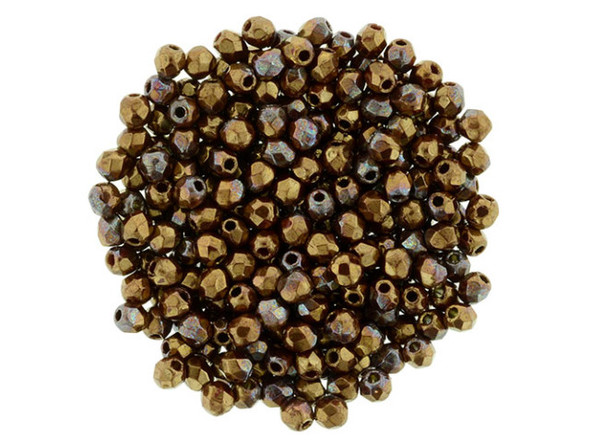 Fire-Polish 2mm : Bronze Luster Iris - Opaque Red (50pcs)