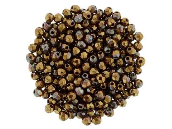 Get ready to add a touch of enchantment to your jewelry creations with the Czech Glass 2mm Opaque Red Bronze Luster Iris Fire-Polish Bead Strand by Starman. Let these exquisite beads transport you to a world of metallic red-bronze allure, shimmering with iridescent magic. Each bead features diamond-shaped facets that create a mesmerizing texture, elevating your designs to new heights. These tiny treasures can be used as illustrious accents in any piece, whether it's bead embroidery or stylish spacers. With approximately 50 beads per strand, the possibilities are endless. Let your imagination run wild and create jewelry that speaks volumes about your unique style. Embrace your inner artist and make a statement that shines with every bead.