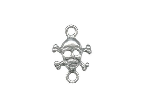 Sterling Silver Skull & Crossbones Connector Charm (Each)