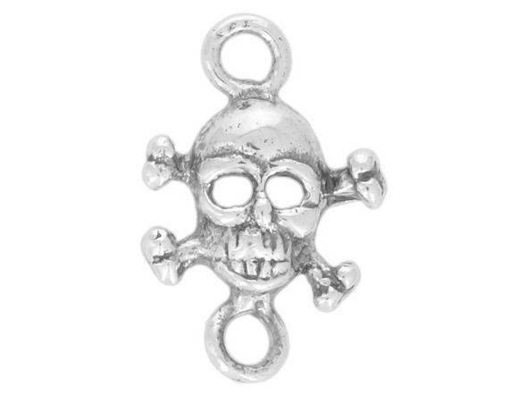 Sterling Silver Skull & Crossbones Connector Charm (Each)