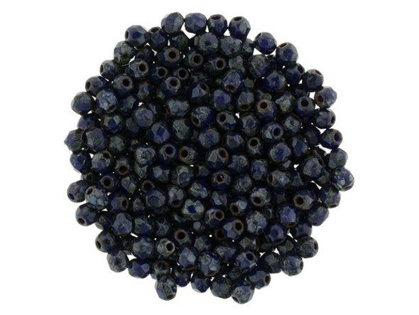 Fire-Polish 2mm : Navy Blue - Picasso (50pcs)