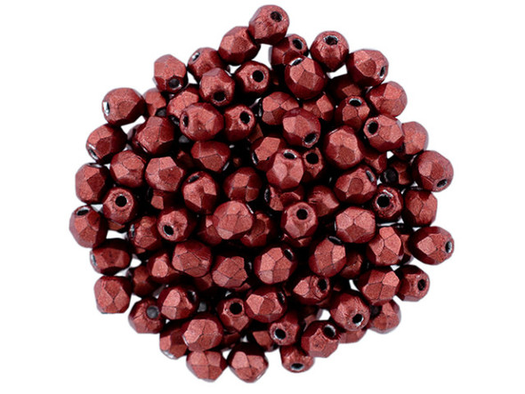 Fire-Polish 3mm : ColorTrends: Saturated Metallic Cherry Tomato (50pcs)