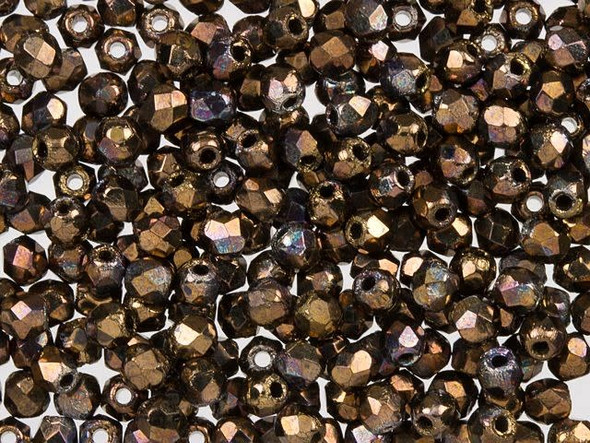 Fire-Polish 2mm : Jet - Bronze Vega (50pcs)