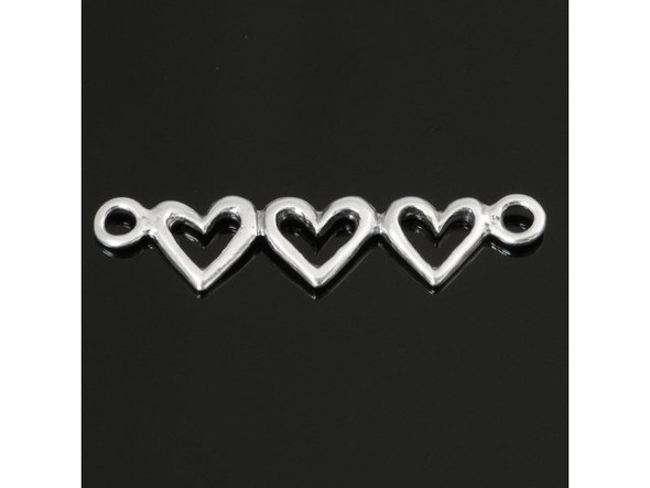 Sterling Silver Triple Heart Connector (Each)
