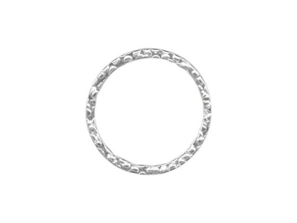Sterling Silver Jewelry Link, Textured, Round, 14mm (Each)