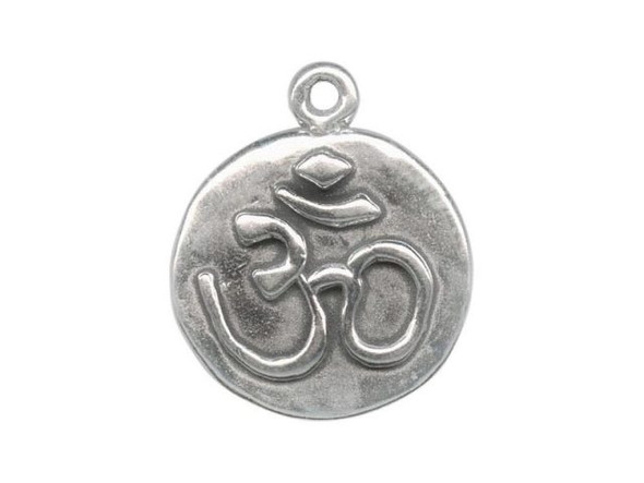 Sterling Silver Om Disk Charm (Each)
