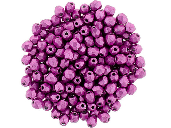 Fire-Polish 3mm : ColorTrends: Saturated Metallic Pink Yarrow (50pcs)