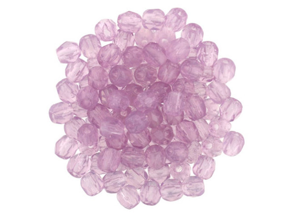 Introducing the Czech Fire-Polish Bead 3mm Dark Pink Opal by Starman - the perfect addition to your jewelry collection. These enchanting beads are made from translucent pink glass, delicately cut into a faceted round shape. Add a touch of elegance to your designs with these dainty beads, whether you use them as spacers, in a delicate multi-strand design, or complementing Venetian glass or silver Bali beads. Embrace the beauty of handmade jewelry with these unique beads that are sure to make your creations stand out. Each strand includes approximately 50 beads, with variations in appearance that add to their charm. Elevate your craft with these stunning Czech Fire-Polish Beads and unleash your creativity today.
