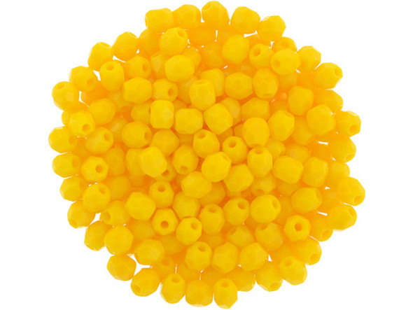 Fire-Polish 3mm : Opaque Sunflower Yellow (50pcs)