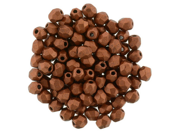 Fire-Polish 3mm : Matte - Metallic Antique Copper (50pcs)