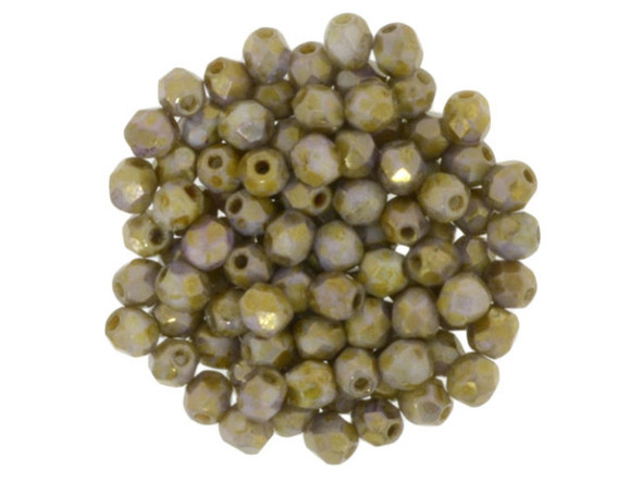 Fire-Polish 3mm : Luster - Opaque Gold/Smoky Topaz (50pcs)