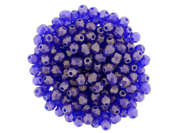 Fire-Polish 3mm : Sueded Gold Cobalt (50pcs)